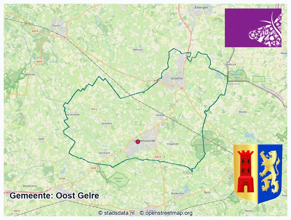 Schematische gemeentegrens Oost Gelre